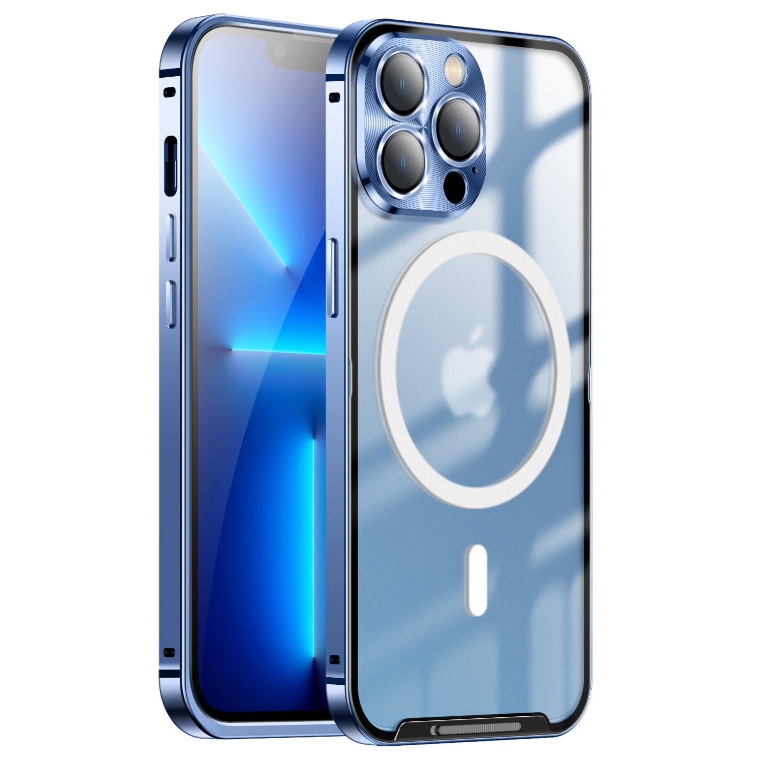 Capa para Iphone 14 MagSafe Vidro Indução Azul