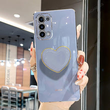 Carregar imagem no visualizador da galeria, Case 2x1 Silicone Premium Brilhosa Com Suporte Coração para Samsung
